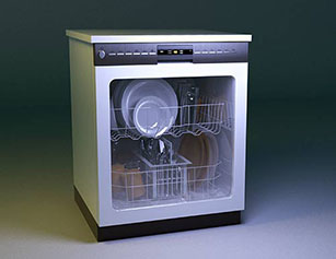digital 3d model of a dish washer with glass front,, modeld in rhino by edward tadiello