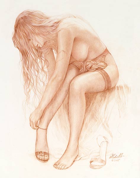 Vail original pinup drawing by edward tadiello